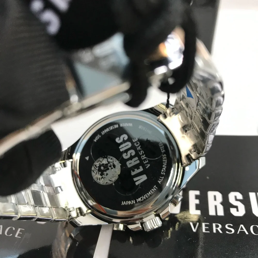 Ship same day- Authentic VERSUS Versace Men's Gray Dial Stainless Steel Bracelet